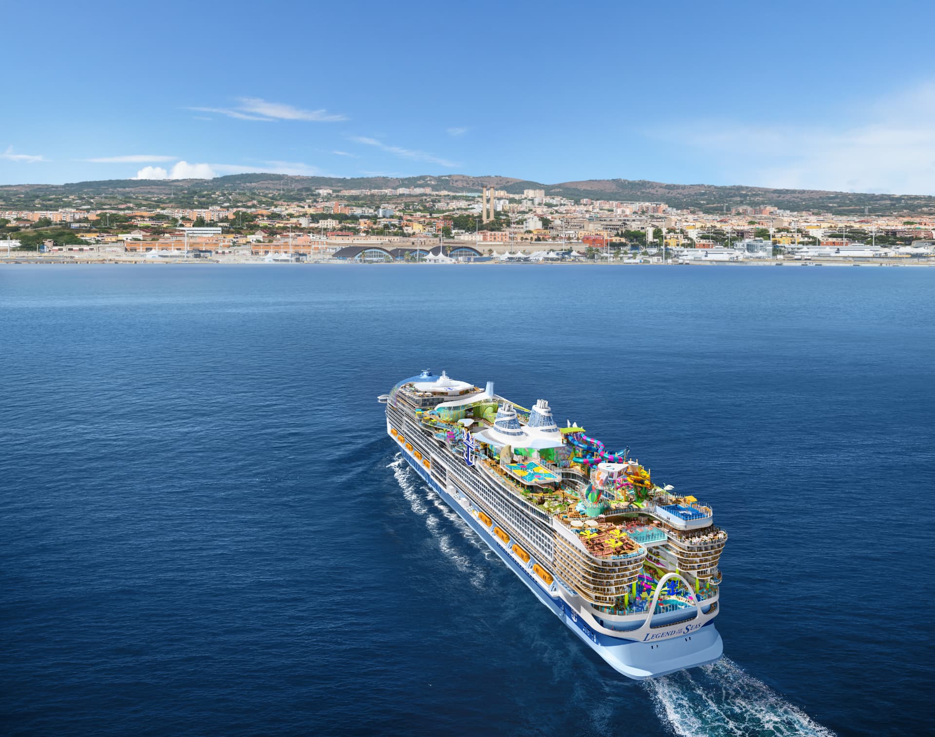 Legend of the Seas approaching the port of Civitavecchia near Rome